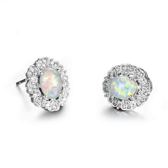 Heart Trimmed Fire Opal Earrings - Picture 3 of 3